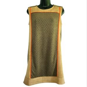 fab'rik black and tan textured dress size S